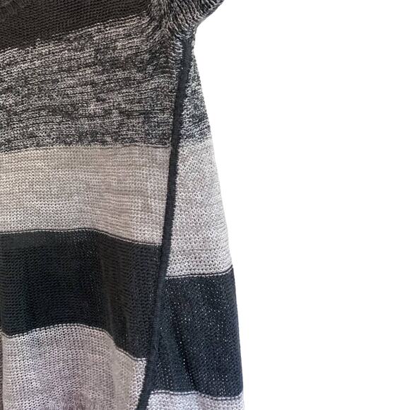 Eileen Fisher Organic Linen Bold Striped Crewneck Semi Sheer Sweater Grey Small - Picture 6 of 8